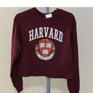 NEW Harvard Women's Crop Long Sleeve Shirt 100 % Cotton Size S